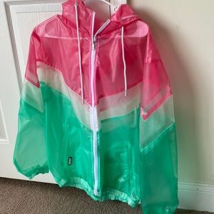 Clear color block jacket!  Worn once!